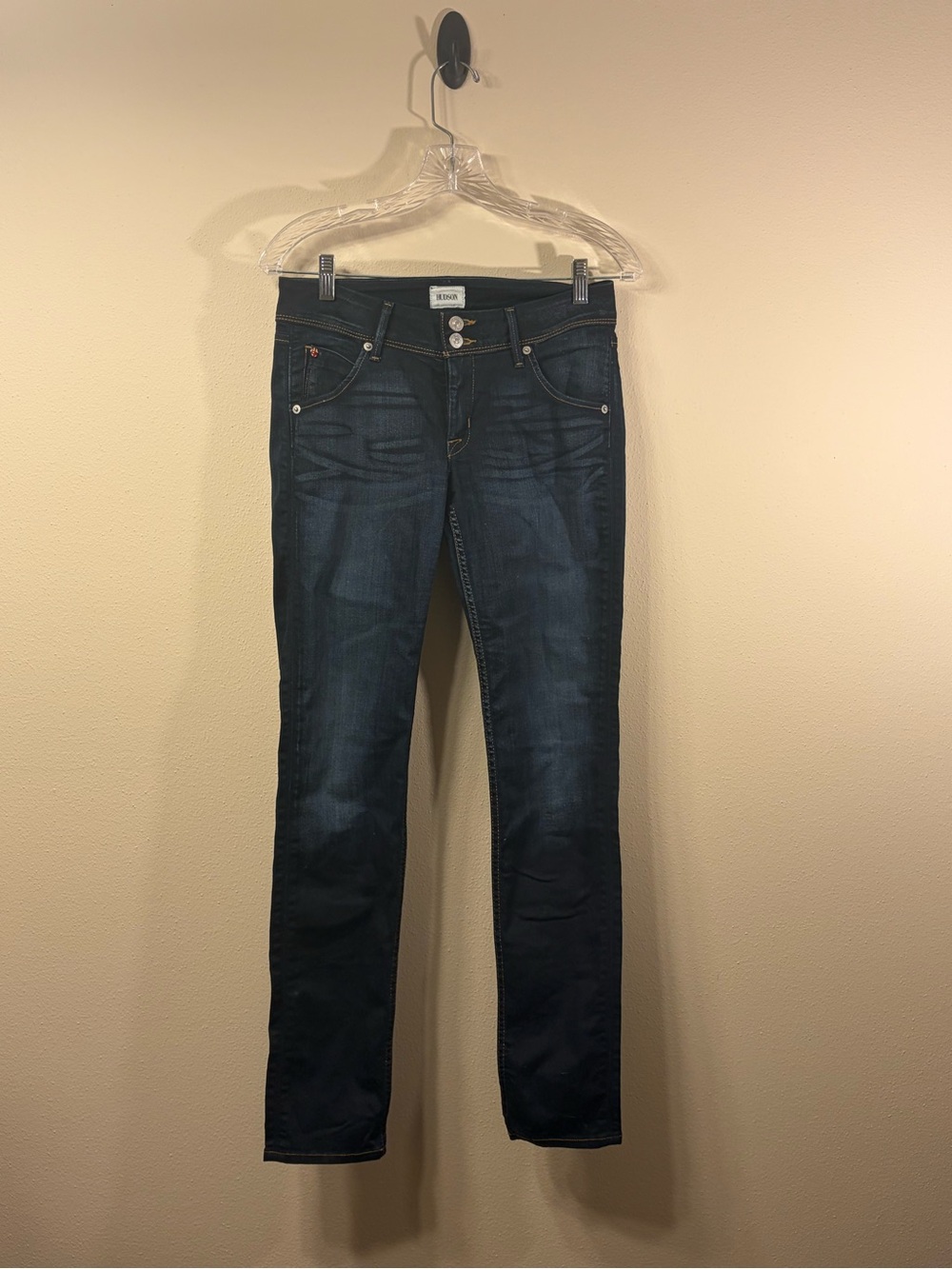 Hudson Jeans Size 27 Dark Wash Stretch Skinny Jeans Flap Pockets
